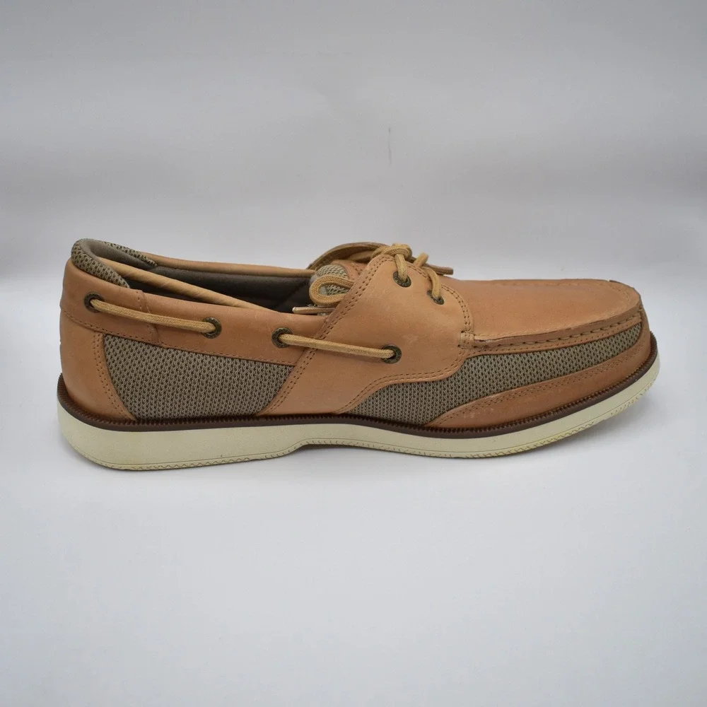 Sperry Top-Sider Surveyor 2-Eye Linen Leather Boat Shoes Size 13 Tan STS22066